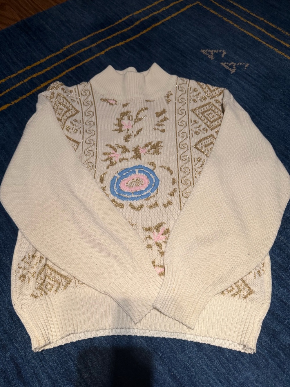 Adell Barre Cream Floral Embroidered Women's Sweater